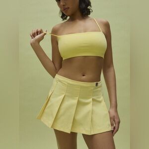 Fila x Hailey Bieber Yellow Pleated Skirt